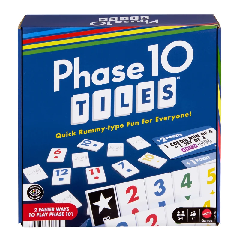 Phase 10 Tiles Strategic Family Board Game For 2-6 Players