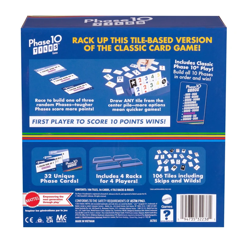 Phase 10 Tiles Strategic Family Board Game For 2-6 Players