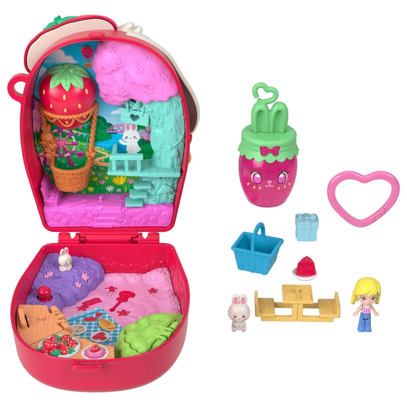 Polly Pocket Picnic Bunny Compact Playset with Micro Doll Accessories