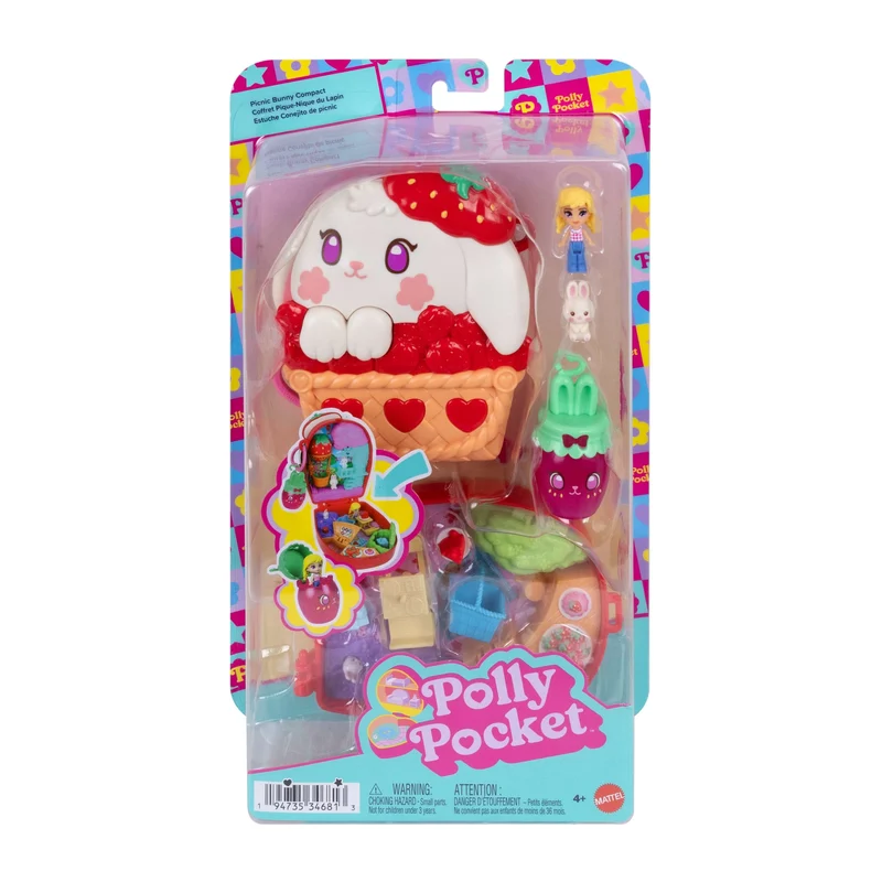 Polly Pocket Picnic Bunny Compact Playset with Micro Doll Accessories