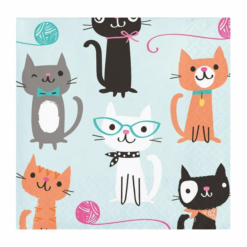 Purr-fect Party beverage napkins, 16 per package