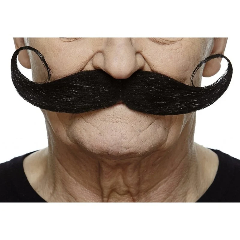 Black Handlebar Mustache, 1 Count