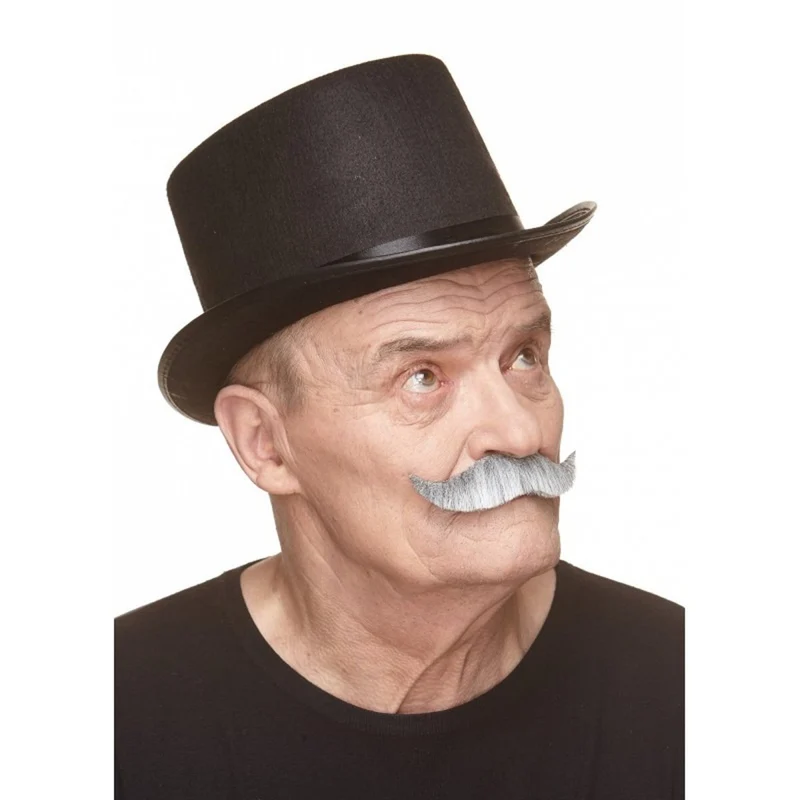 Grey and White Handlebar Mustache, 1 Count