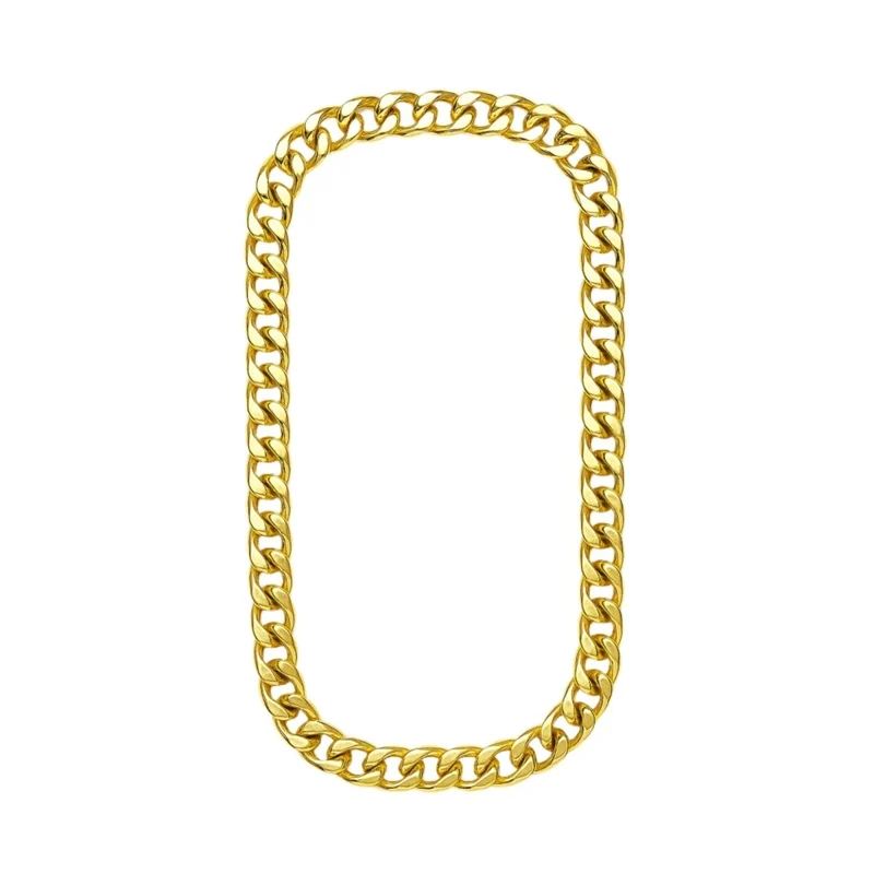 Gold Old School Plastic Necklace with Big Links, 30 Inches, 1 Count
