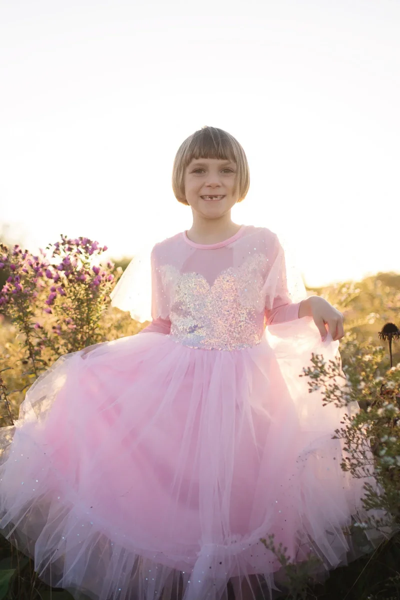 Great Pretenders Elegant Pink Princess Dress with Sequinned Capelet 3-4