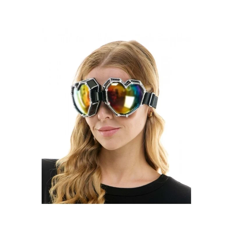 Black Rhinestone Heart Shaped Glasses for Adults