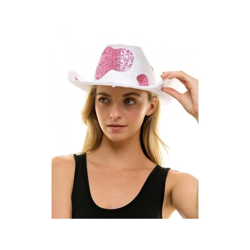 Pink Cow Print Cowboy Hat for Adults