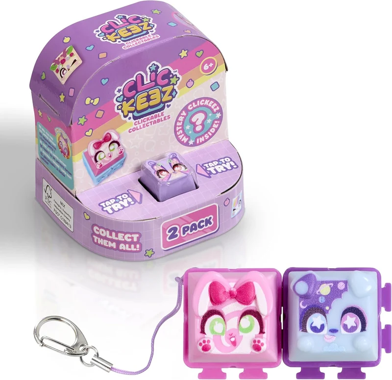 Clickeez 2-Pack Collectible Keyboard Key Keychain Set For Kids
