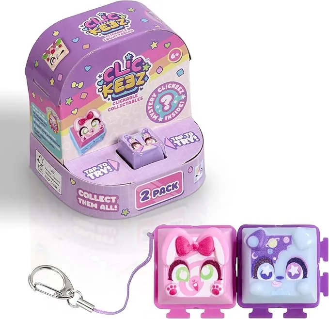 Clickeez 2-Pack Collectible Keyboard Key Keychain Set For Kids