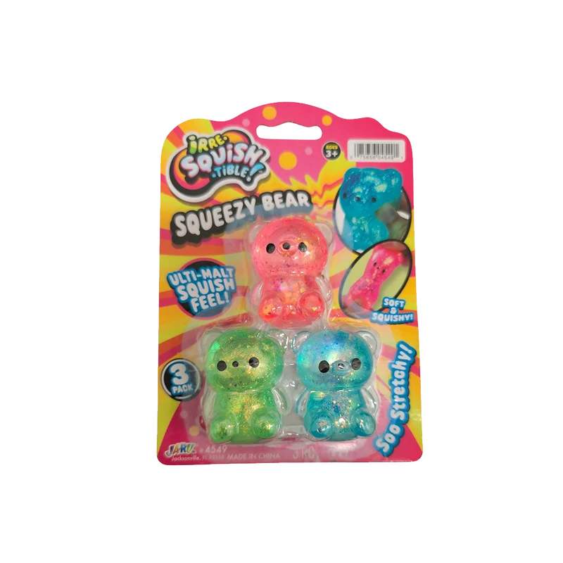Irresistible Squishy Bear 3-Pack Soft Stretchy Sensory Fidget Toys