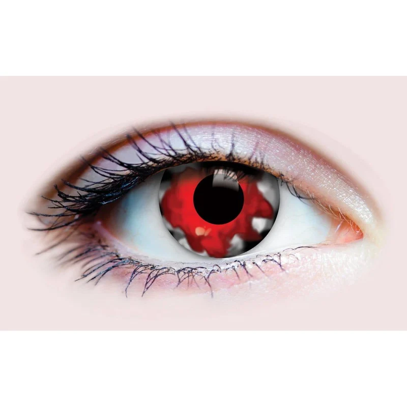 PRIMAL® Walking Dead II - Red and White Coloured Contact Lenses, 3 months usage