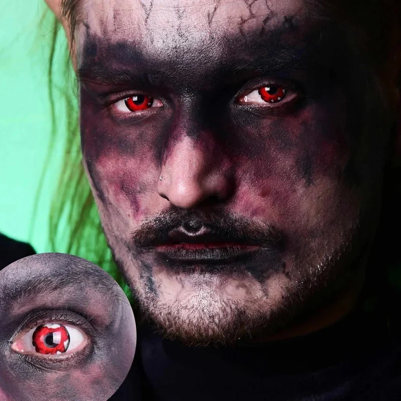 PRIMAL® Walking Dead II - Red and White Coloured Contact Lenses, 3 months usage