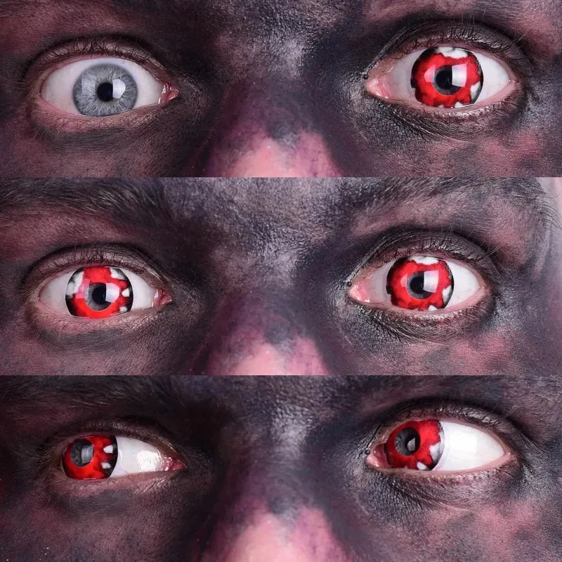 PRIMAL® Walking Dead II - Red and White Coloured Contact Lenses, 3 months usage