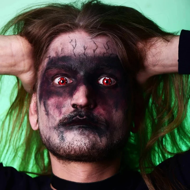 PRIMAL® Walking Dead II - Red and White Coloured Contact Lenses, 3 months usage