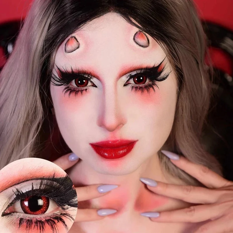 PRIMAL® Reptilian - Red Coloured Contact Lenses, 3 months usage