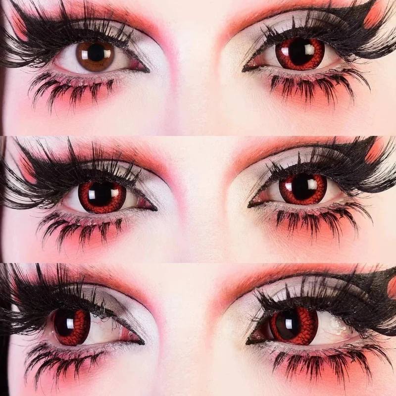 PRIMAL® Reptilian - Red Coloured Contact Lenses, 3 months usage