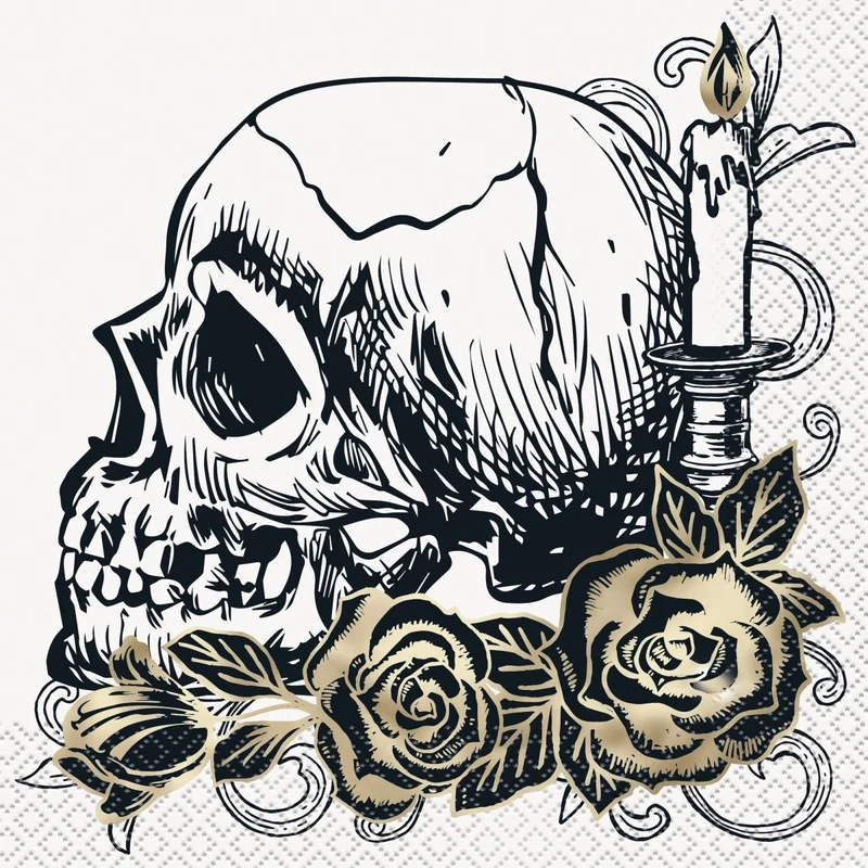 Sketchy Skulls Large Lunch Napkins, 16 Count
