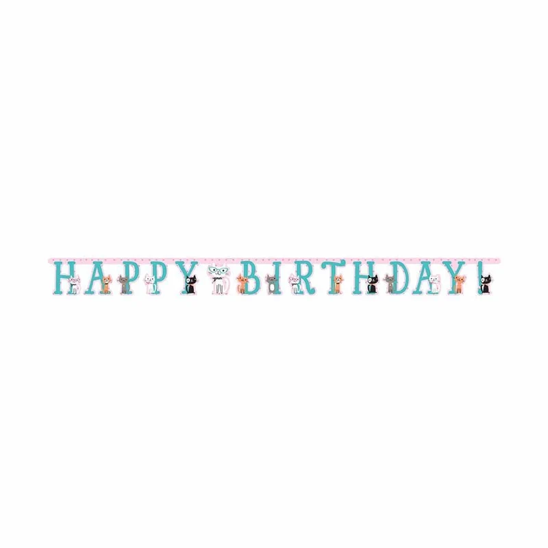 Purr-fect Party Happy Birthday banner
