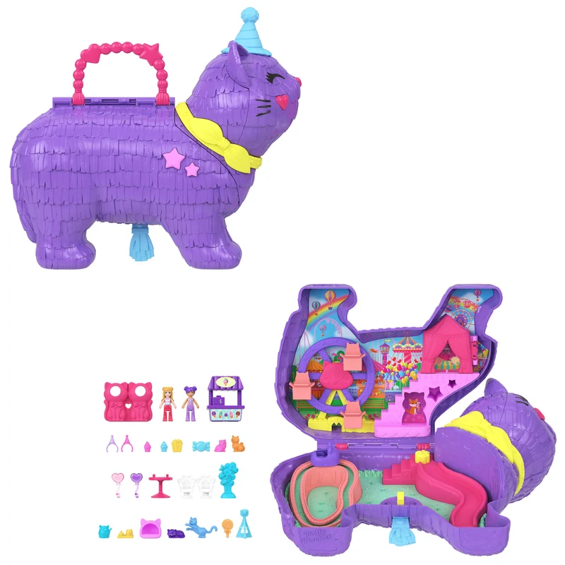 Polly Pocket Celebration Kitty Playset with 2 Micro Dolls