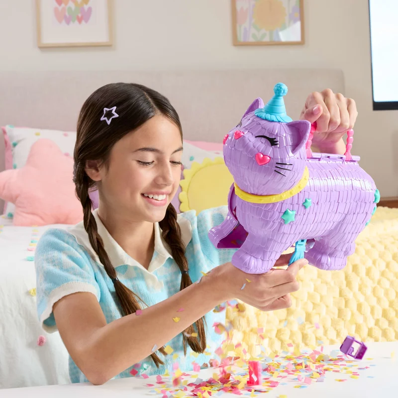 Polly Pocket Celebration Kitty Playset with 2 Micro Dolls