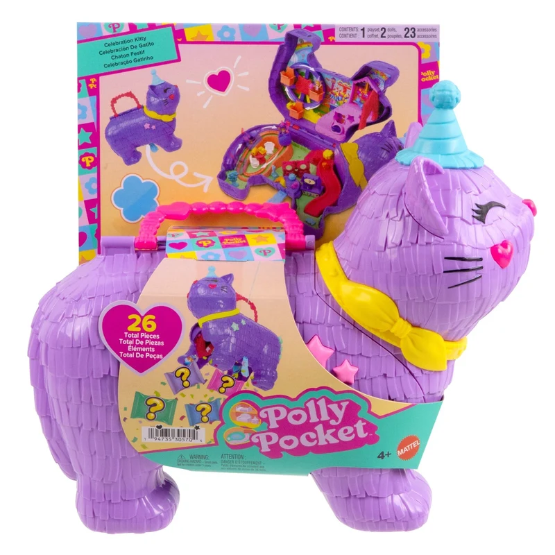 Polly Pocket Celebration Kitty Playset with 2 Micro Dolls
