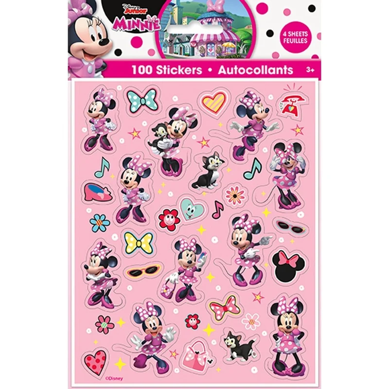 Minnie Mouse Birthday Stickers, Disney, 4 Sheets, 100 Count