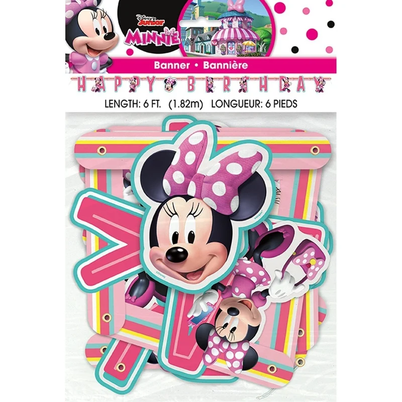 Minnie Mouse Happy Birthday Paper Jointed Banner, Disney, 72 Inches, 1 Count