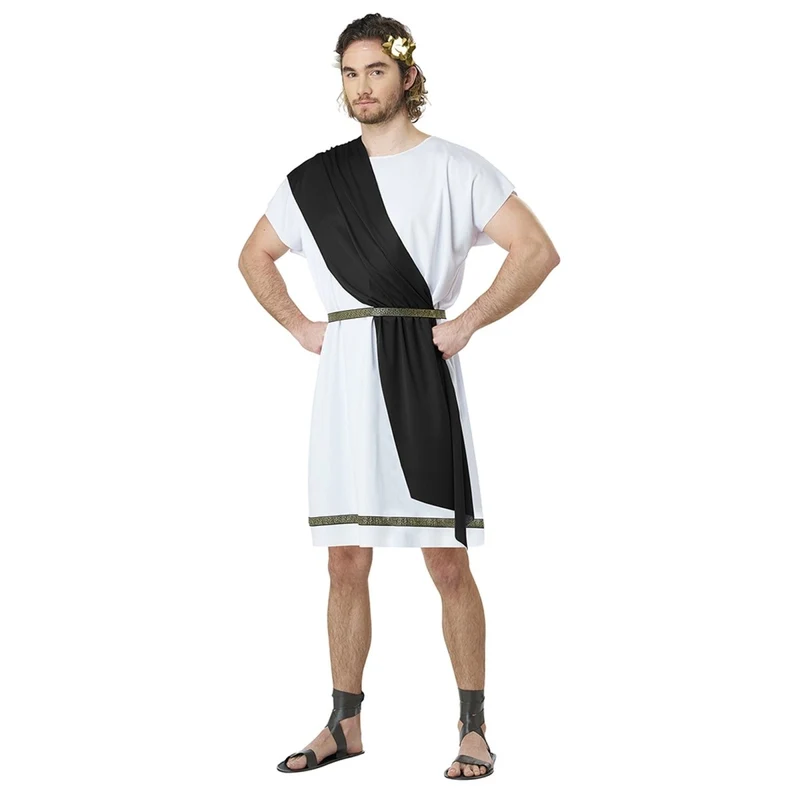Party Toga Costume for Adults, Black and Gold