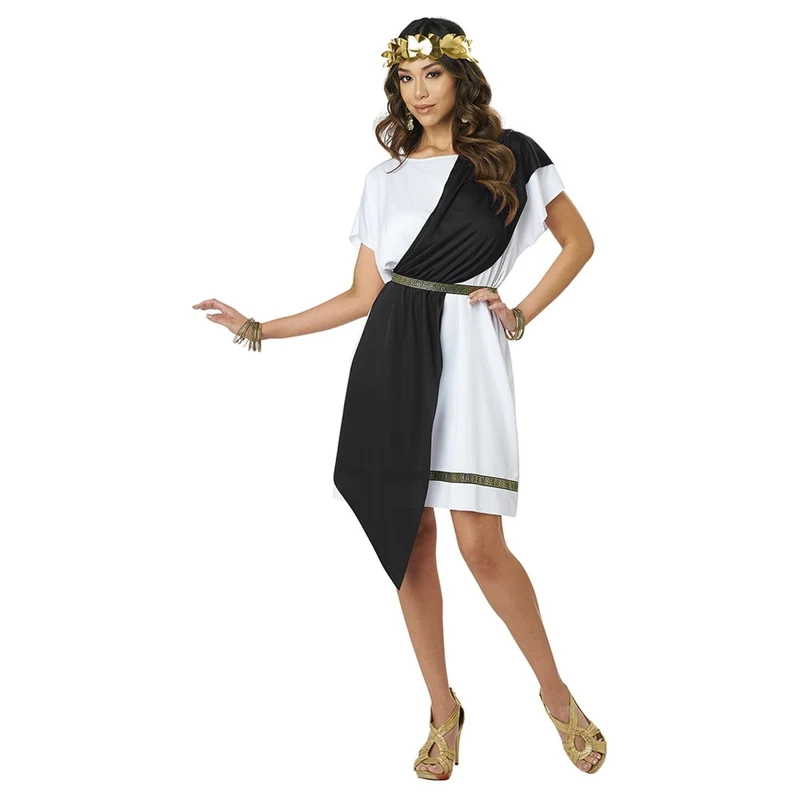 Party Toga Costume for Adults, Black and Gold