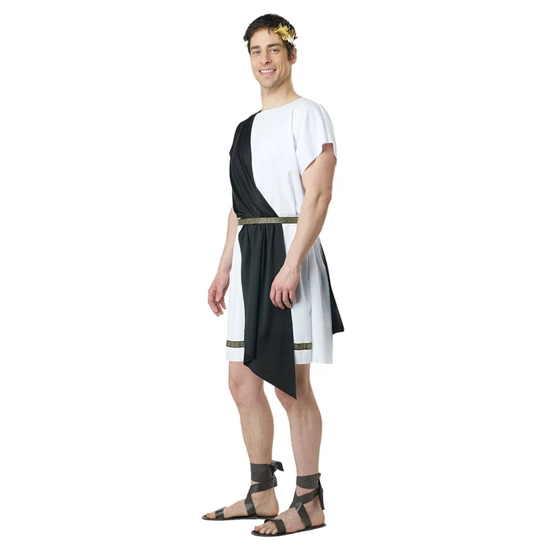 Party Toga Costume for Adults, Black and Gold