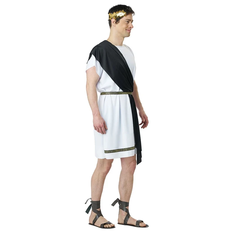 Party Toga Costume for Adults, Black and Gold