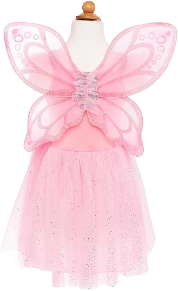 Sparkling Pink Butterfly Dress and Wings Set for Girls 5-7