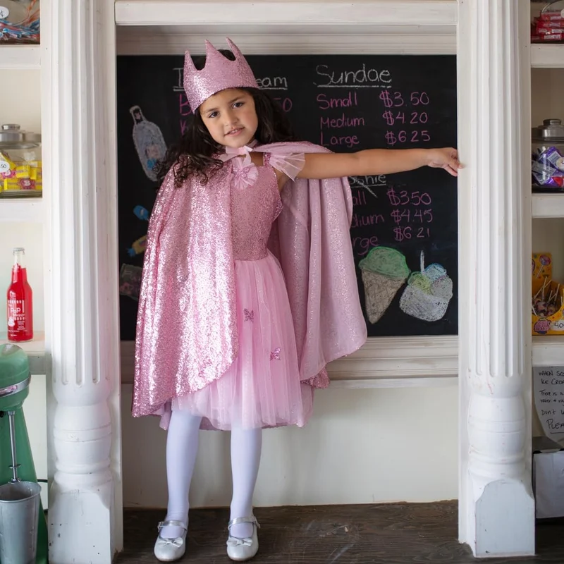 Sparkling Pink Butterfly Dress and Wings Set for Girls 5-7