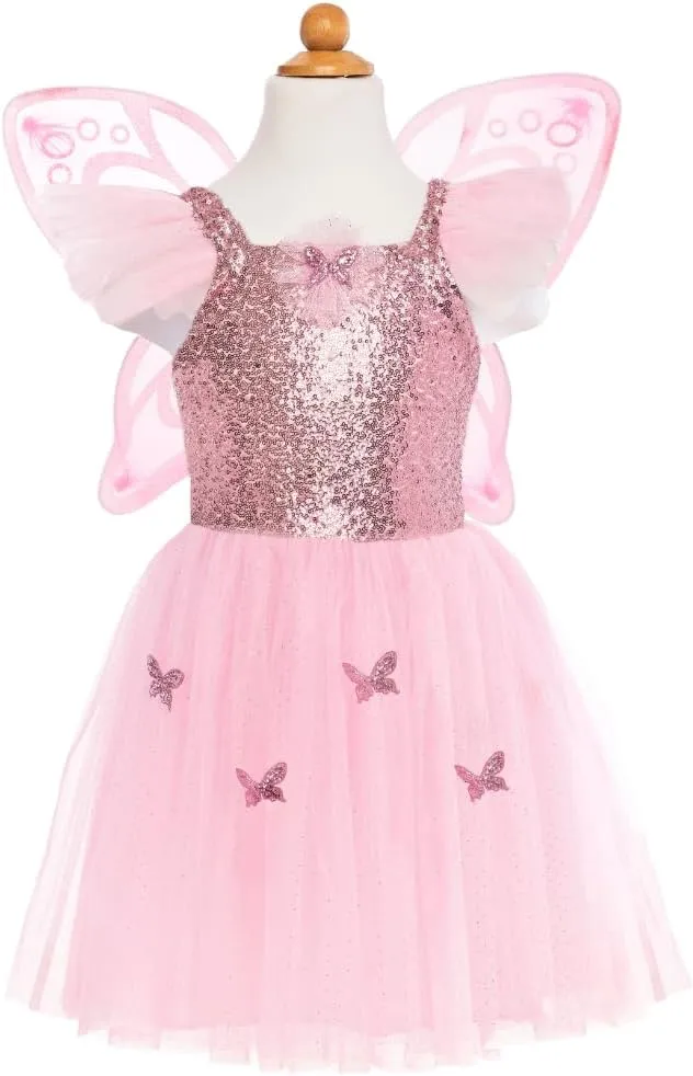 Sparkling Pink Butterfly Dress and Wings Set for Girls 5-7