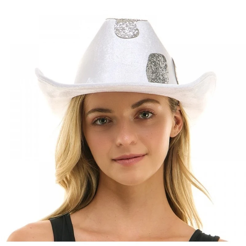 Silver Cow Print Cowboy Hat for Adults