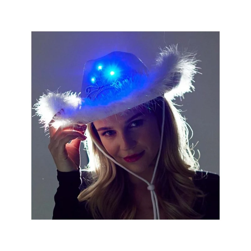 White Light-Up Cowboy Hat for Adults
