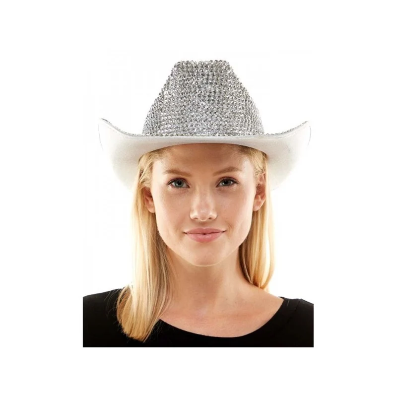 Silver Rhinestone Cowboy Hat for Adults