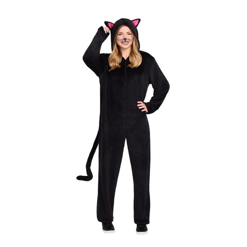 Black Cat Zipster Jumpsuit for Adults