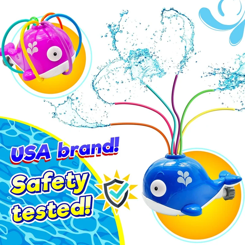 Whale Water Sprinkler Toy for Kids Outdoor Summer Fun