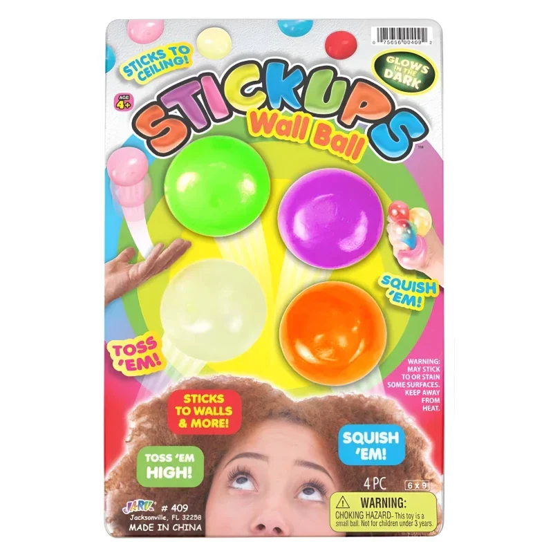 Jaru Stickups Wall Balls Glow In The Dark Fidget Toy Set