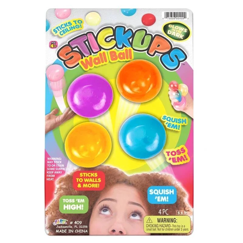 Jaru Stickups Wall Balls Glow In The Dark Fidget Toy Set