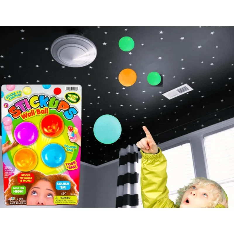 Jaru Stickups Wall Balls Glow In The Dark Fidget Toy Set