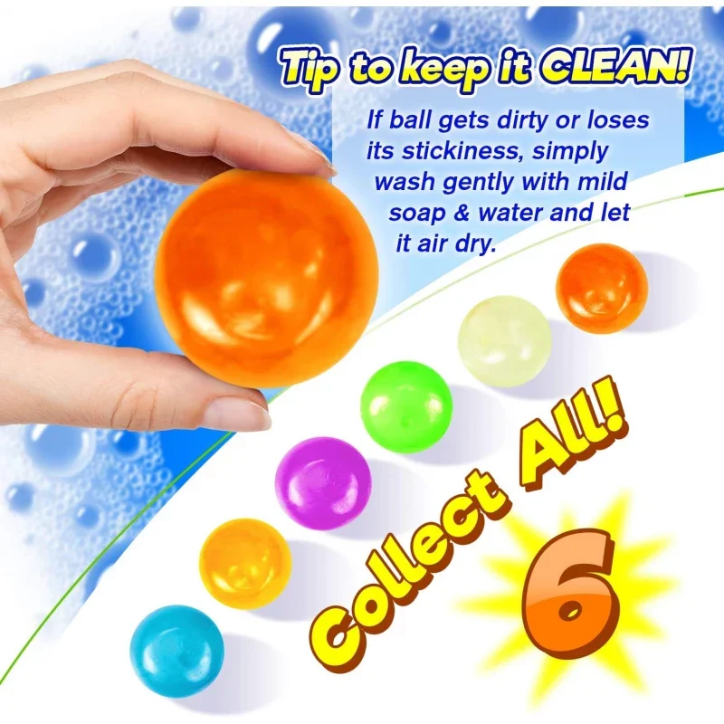 Jaru Stickups Wall Balls Glow In The Dark Fidget Toy Set