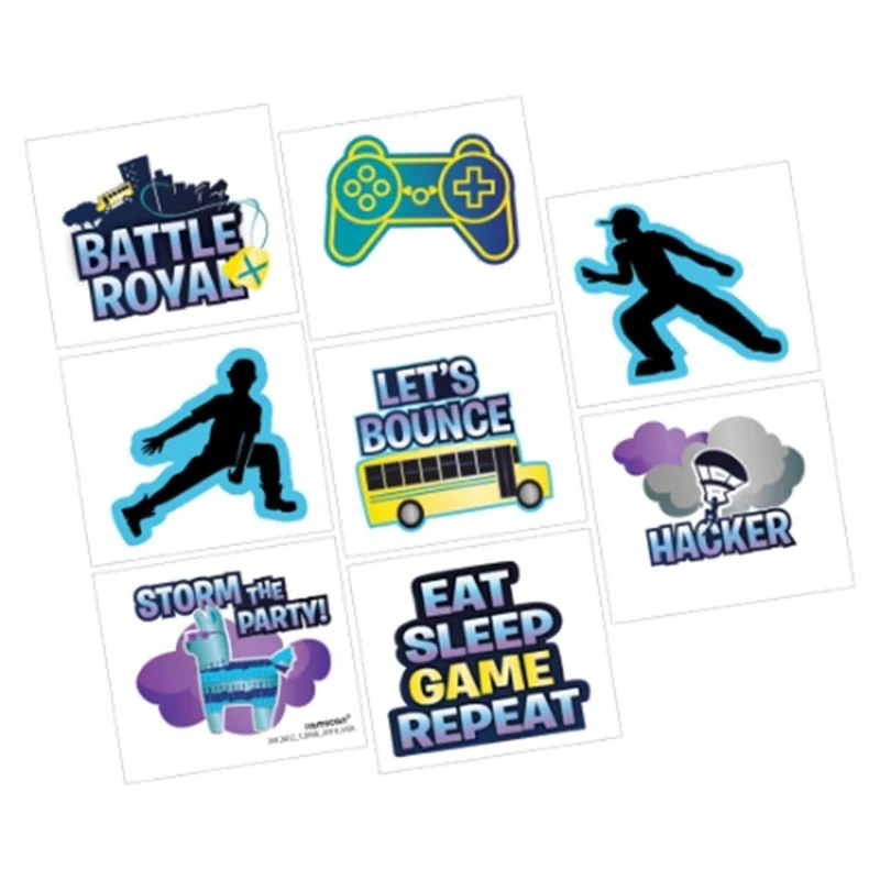 Fortnite Battle Royal temporary tattoos, 8 per package