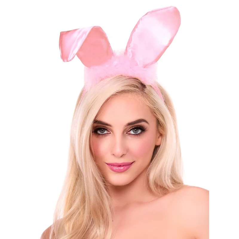 Pink Satin Bunny Ears for Adults