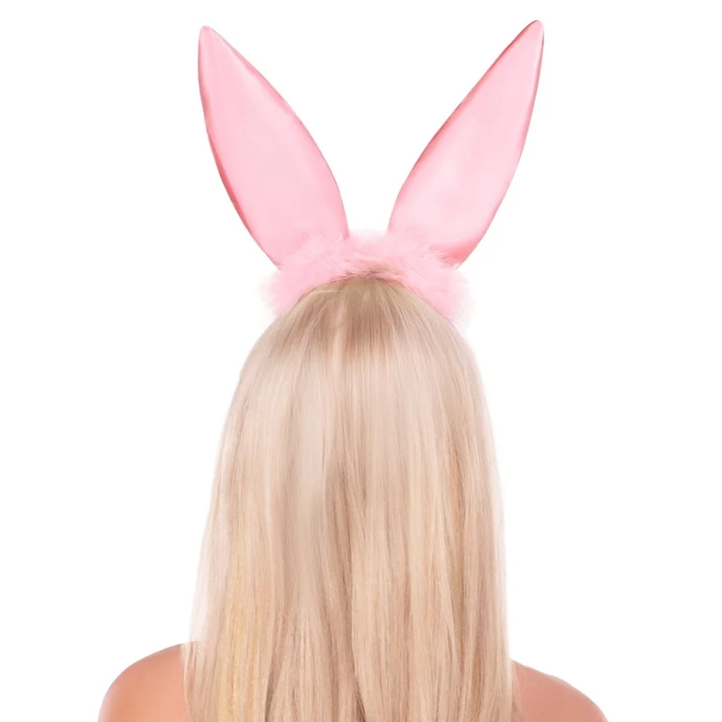 Pink Satin Bunny Ears for Adults
