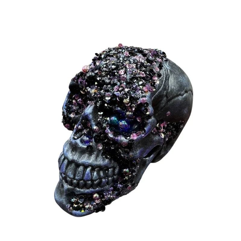 Black Skeleton Head with Pearls, 1 Count
