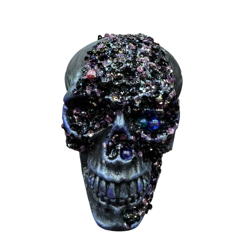 Black Skeleton Head with Pearls, 1 Count