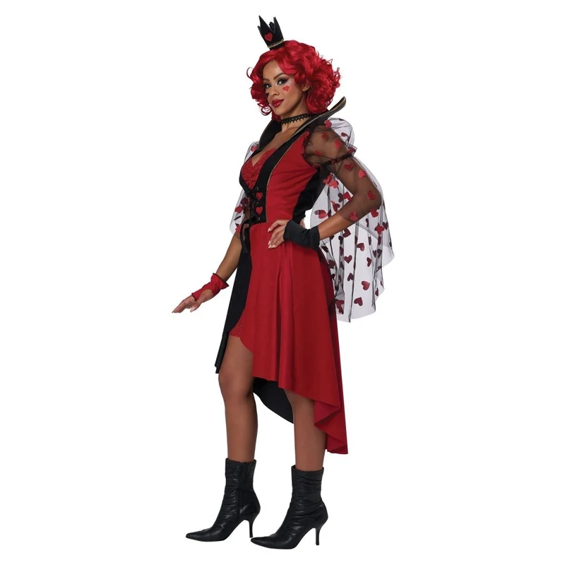 Red Queen Costume for Adults, Red and Black Dress