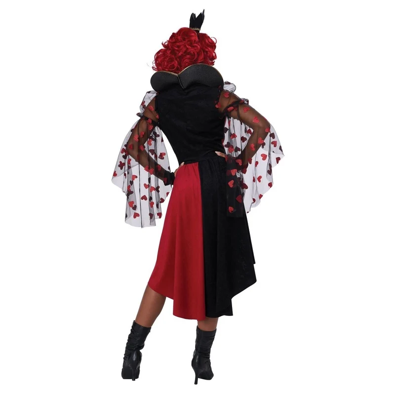 Red Queen Costume for Adults, Red and Black Dress